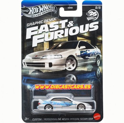 Hot Wheels CUSTOM ACURA INTEGRA SEDAN Silver Series Fast & Furious Graphic Remix