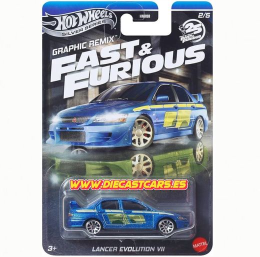 Hot Wheels LANCER EVOLUTION VII Silver Series Fast & and Furious Graphic Remix