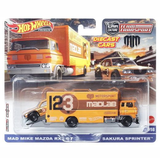 Hot Wheels Premium Team Transport MAD MIKE MAZDA RX3 GT / SAKURA SPRINTER #58