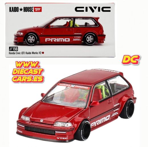 Mini GT Kaido House HONDA CIVIC (EF) Kaido Works V2 Rojo //156 Diecast 1:64