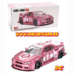 Mini GT Kaido House NISSAN SLYLINE GT-R (R34) Kaido Racing Factory V1 Pink Rosa //128 Diecast 1:64